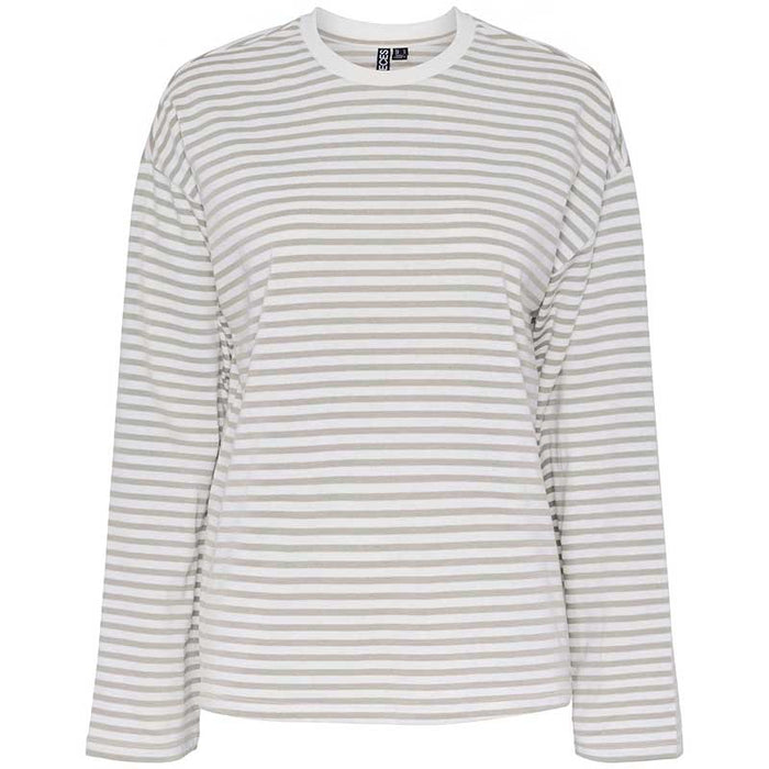 Pieces PCSadie LS Top Noos Lysegrå & Off White