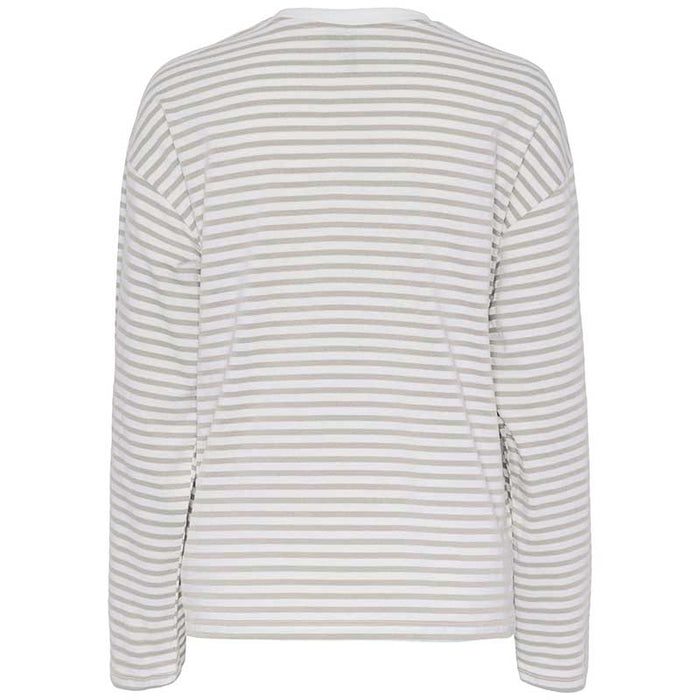 Pieces PCSadie LS Top Noos Lysegrå & Off White