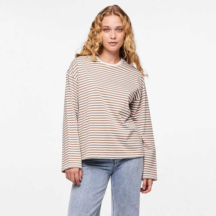 Pieces PCSadie LS Top Noos Sand & Off White