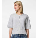 Pieces PCSilly SS O-Neck Knit Cardigan Noos Light Grey Melange - J BY J Fashion