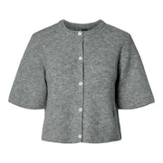 Pieces PCSilly SS O-Neck Knit Cardigan Noos Medium Grey Melange