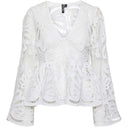 Pieces PCWinsta LS V-Neck Top D2D Hvid - J BY J Fashion