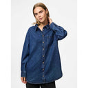 Pieces PcMaisie LS Denim Shirt Noos Dark Blue Denim