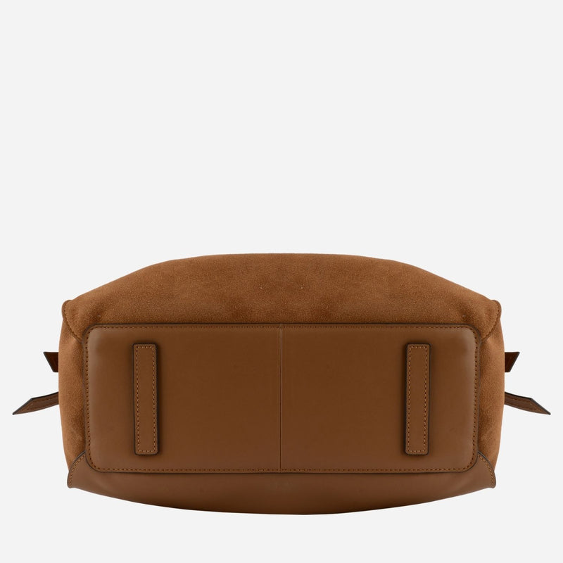 Pourchet Paris 25132 Blossom Large Suede Bag Camel