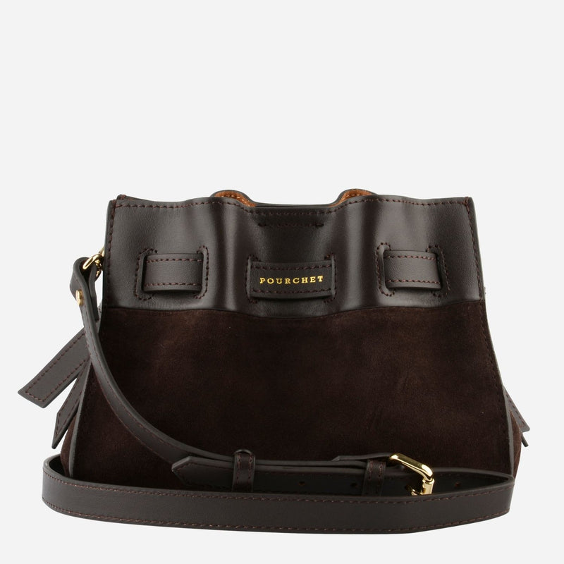 Pourchet Paris 25138 Blossom Suede Mini Bag Marron