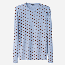 QNUZ Mesh Blouse W DOTS & Long Sleeves Pastel Blue