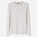 QNUZ Mesh Blouse W DOTS & Long Sleeves White