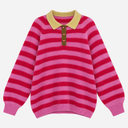 Rosas Mohair Polo Strib Pink/rød