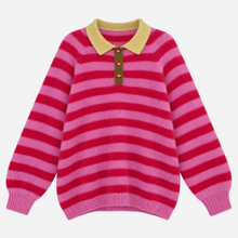 Rosas Mohair Polo Strib Pink/rød