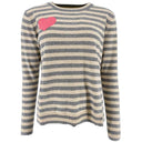 Rosas Cashmere Knit Striped Heart Grey