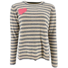 Rosas Cashmere Knit Striped Heart Grey