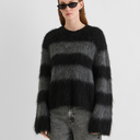 Rouge Edit RouAria L/S strik i mørkegrå stribet-2