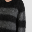 Rouge Edit RouAria L/S strik i mørkegrå stribet-3