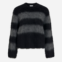 Rouge Edit RouAria L/S strik i mørkegrå stribet-1