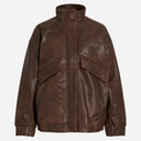 Rouge Edit ROUSimone LS Oversized Leather Jacket Chicory Coffee