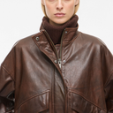 Rouge Edit ROUSimone LS Oversized Leather Jacket Chicory Coffee