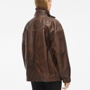 Rouge Edit ROUSimone LS Oversized Leather Jacket Chicory Coffee