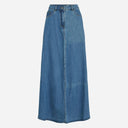 Rouge Edit Roufeather HW Ankle Denim Skirt Medium Blue Denim