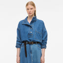 Rouge Edit Roufeather LS Henley Shirt Medium Blue Denim