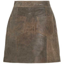 Rouge Edit Rounila HW Short Leather Skirt Petrified Oak