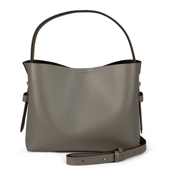 SECOND FEMALE LEATA LEATHER BAG GRÅ-fra-SECOND FEMALE-hos-J BY J Fashion