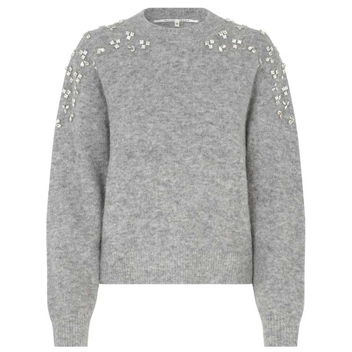 SECOND FEMALE SPARKLING KNIT O-NECK GRÅ