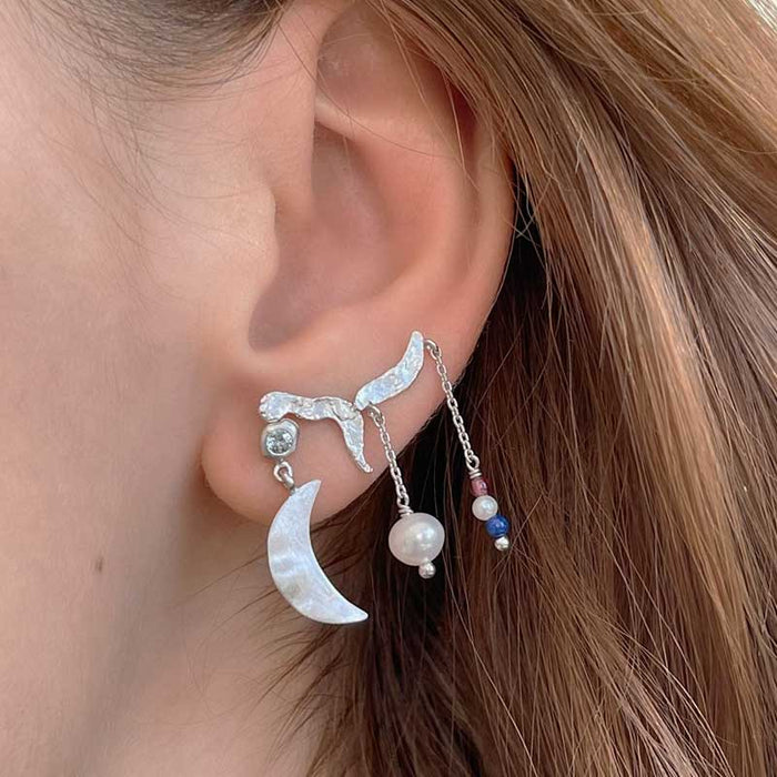 STINE A BIG DOT BELLA MOON EARRING SØLV