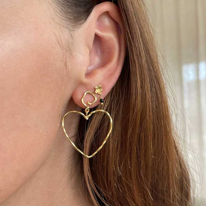 STINE A FUNKY HEART EARRING GULD