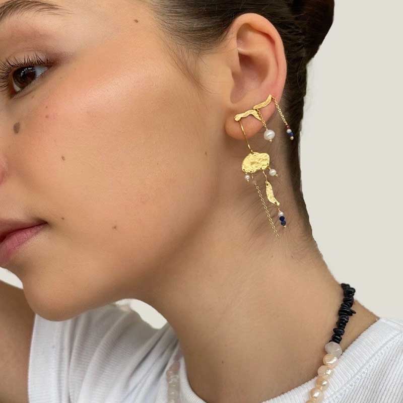 STINE A LONG GOLD SPLASH EARRING GULD - J BY J Fashion