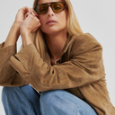 Second Female Suellen Fitted Suede Blazer Petrified Oak