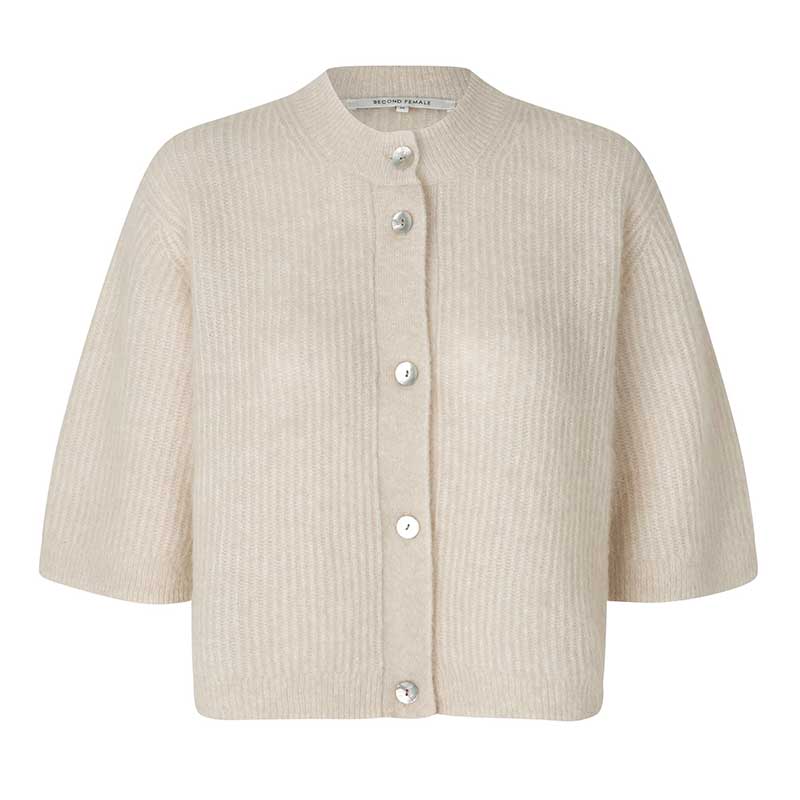 Second Female Andrea Knit Rib Cardigan Pumice Stone