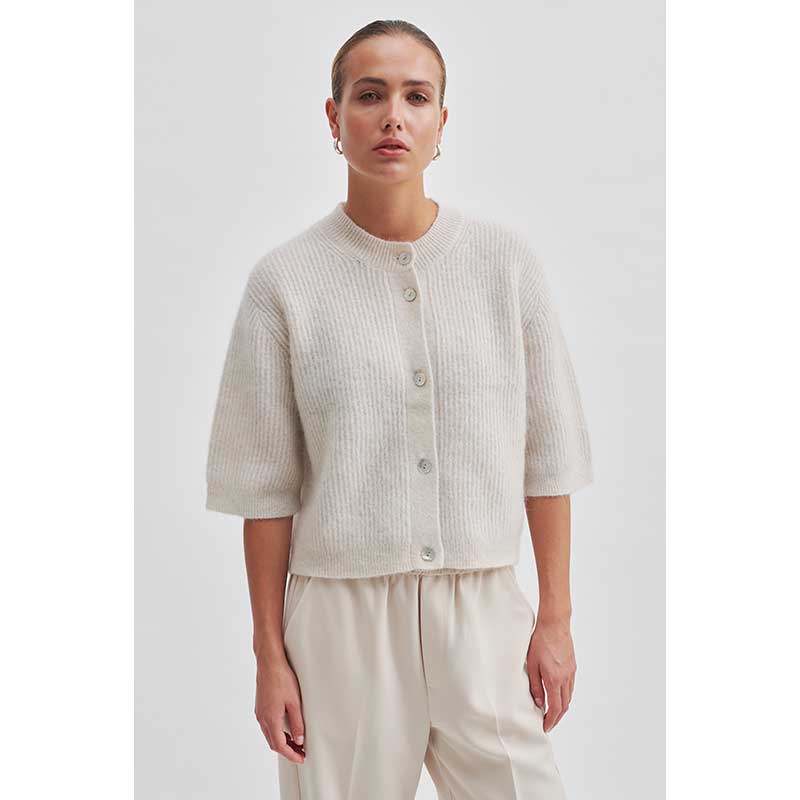 Second Female Andrea Knit Rib Cardigan Pumice Stone