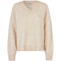 Second Female Brook Knit Loose V-Neck Lys Sand - J BY J Fashion