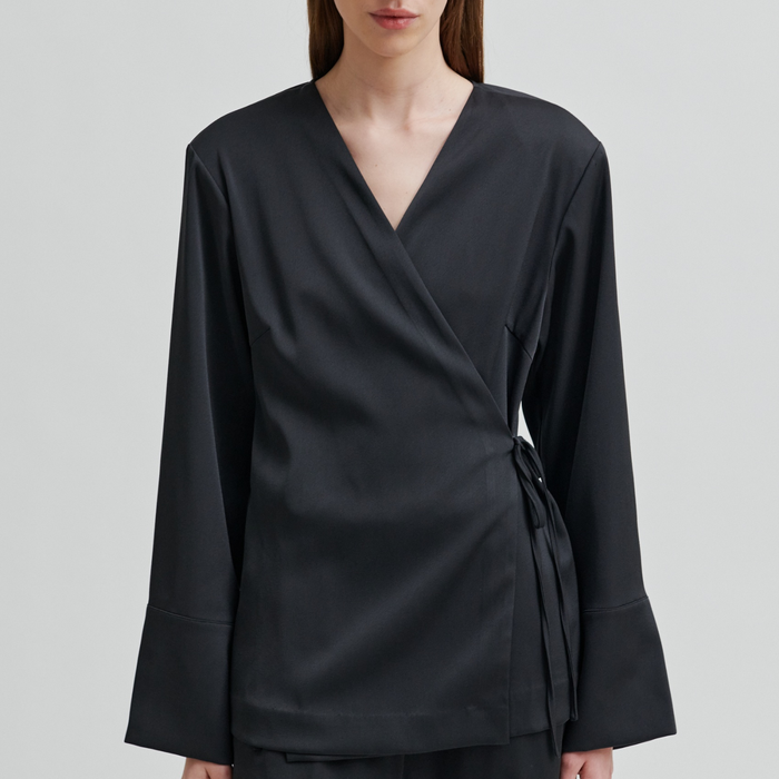 Second Female Glari Wrap Shirt Black Sand