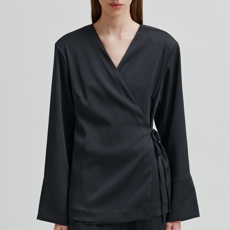 Second Female Glari Wrap Shirt Black Sand
