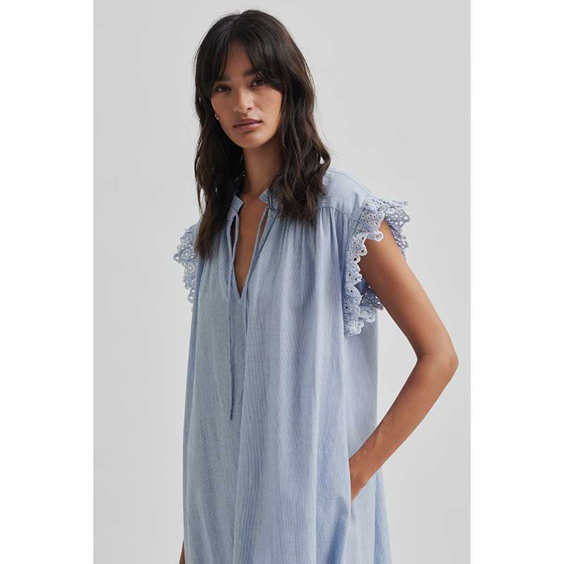 Second Female Laure Dress Light Blue Stripe