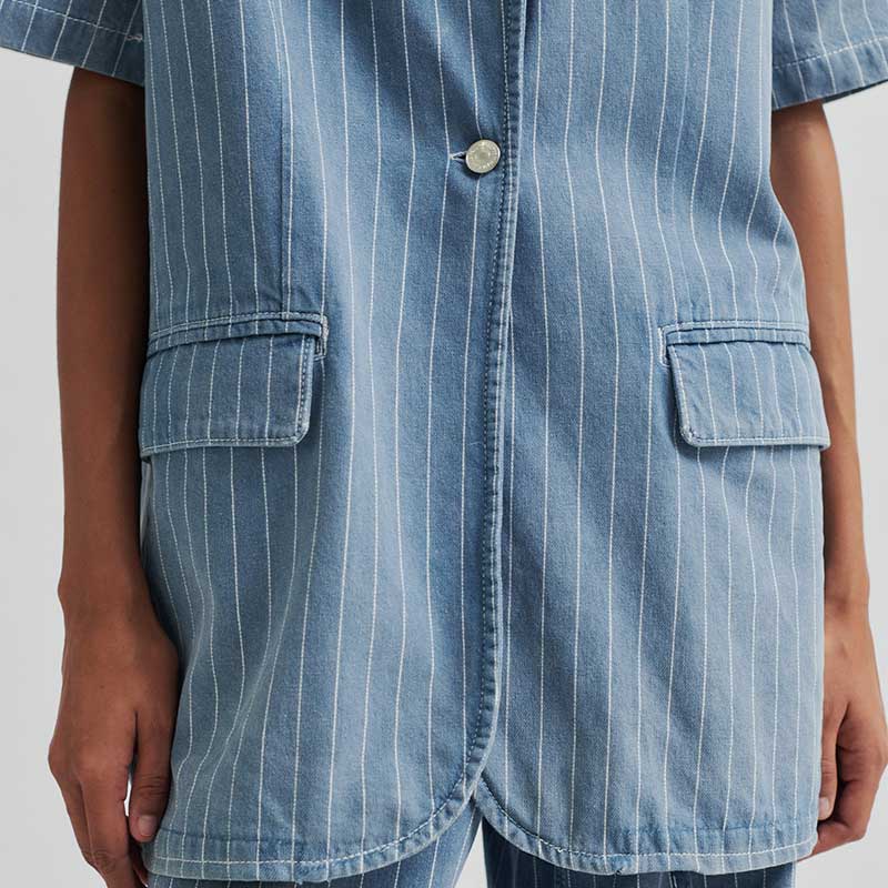 Second Female Layne SS Blazer Light Blue Denim