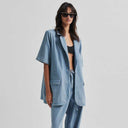 Second Female Layne SS Blazer Light Blue Denim