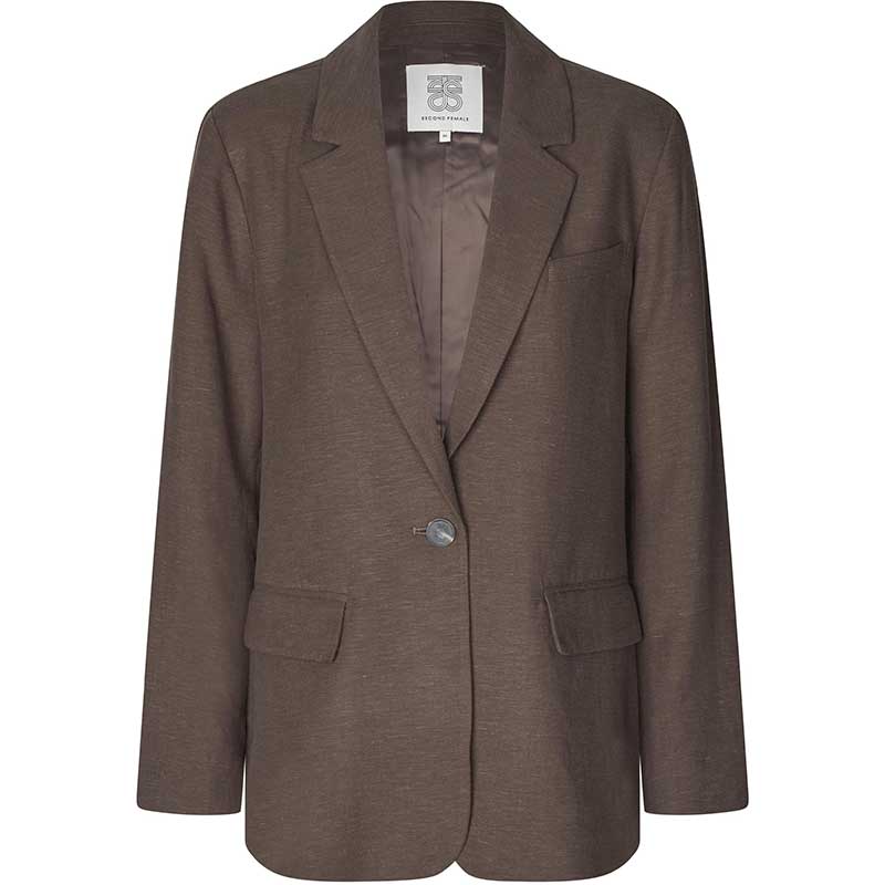Second Female Lino New Fit Blazer Chocolate Brown