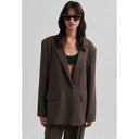 Second Female Lino New Fit Blazer Chocolate Brown