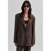 Second Female Lino New Fit Blazer Chocolate Brown