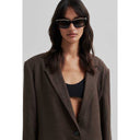 Second Female Lino New Fit Blazer Chocolate Brown