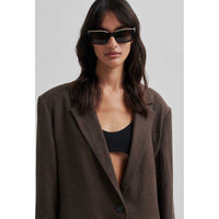 Second Female Lino New Fit Blazer Chocolate Brown