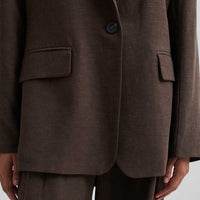 Second Female Lino New Fit Blazer Chocolate Brown