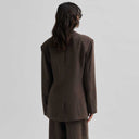 Second Female Lino New Fit Blazer Chocolate Brown