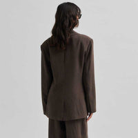 Second Female Lino New Fit Blazer Chocolate Brown
