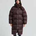 Second Female Riya Long Puffer Jacket Chocolate Plum