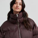 Second Female Riya Long Puffer Jacket Chocolate Plum
