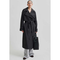Second Female Zoe Trenchcoat Dark Grey Melange - J BY J Fashion
