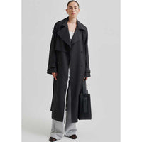 Second Female Zoe Trenchcoat Dark Grey Melange - J BY J Fashion
